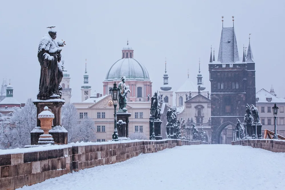 Prague Charles Bridge winter