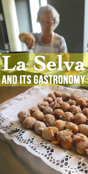 La Selva, an off-the-beaten-path region of Catalonia, Spain has a very rich gastronomy! Sweet apple-flavored bunyols on the picture