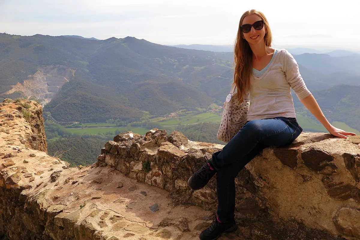Beautiful views of Montseny National Park from the top of Montsoriu castle