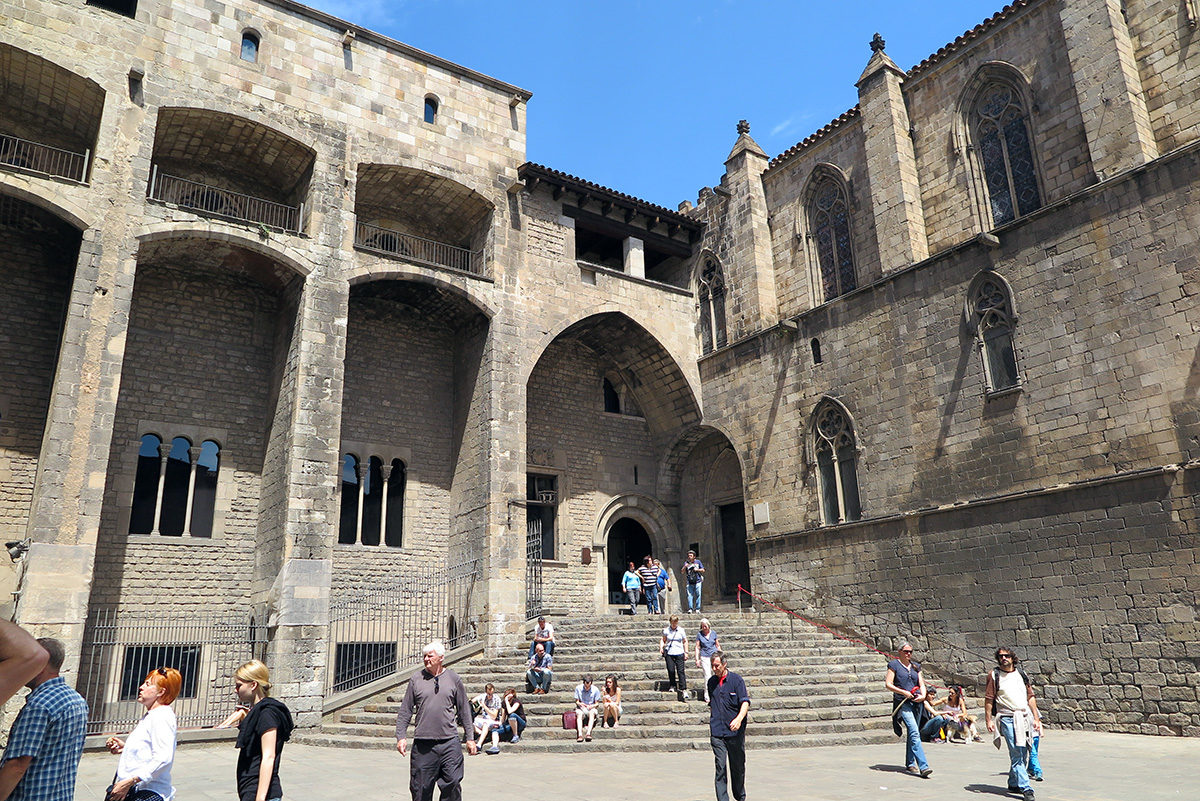 The front of Palau Reial Major, Gothic Quarter, Barcelona