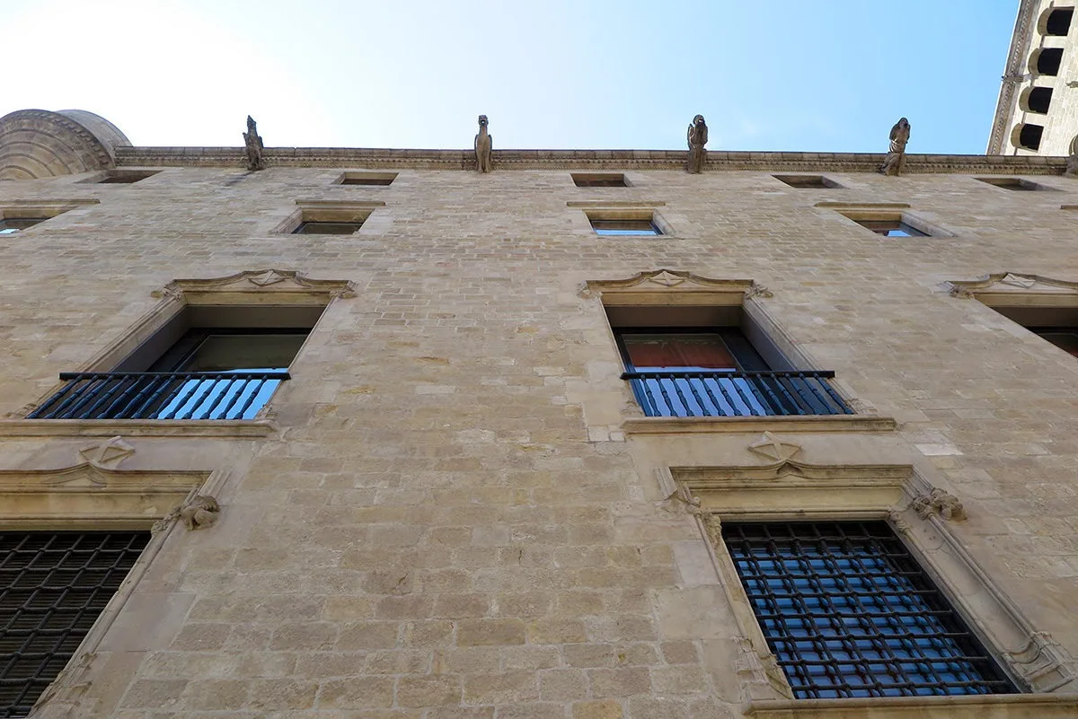 Palau Reial Major's added gargoyles and differently shaped windows, Gothic Quarter, Barcelona