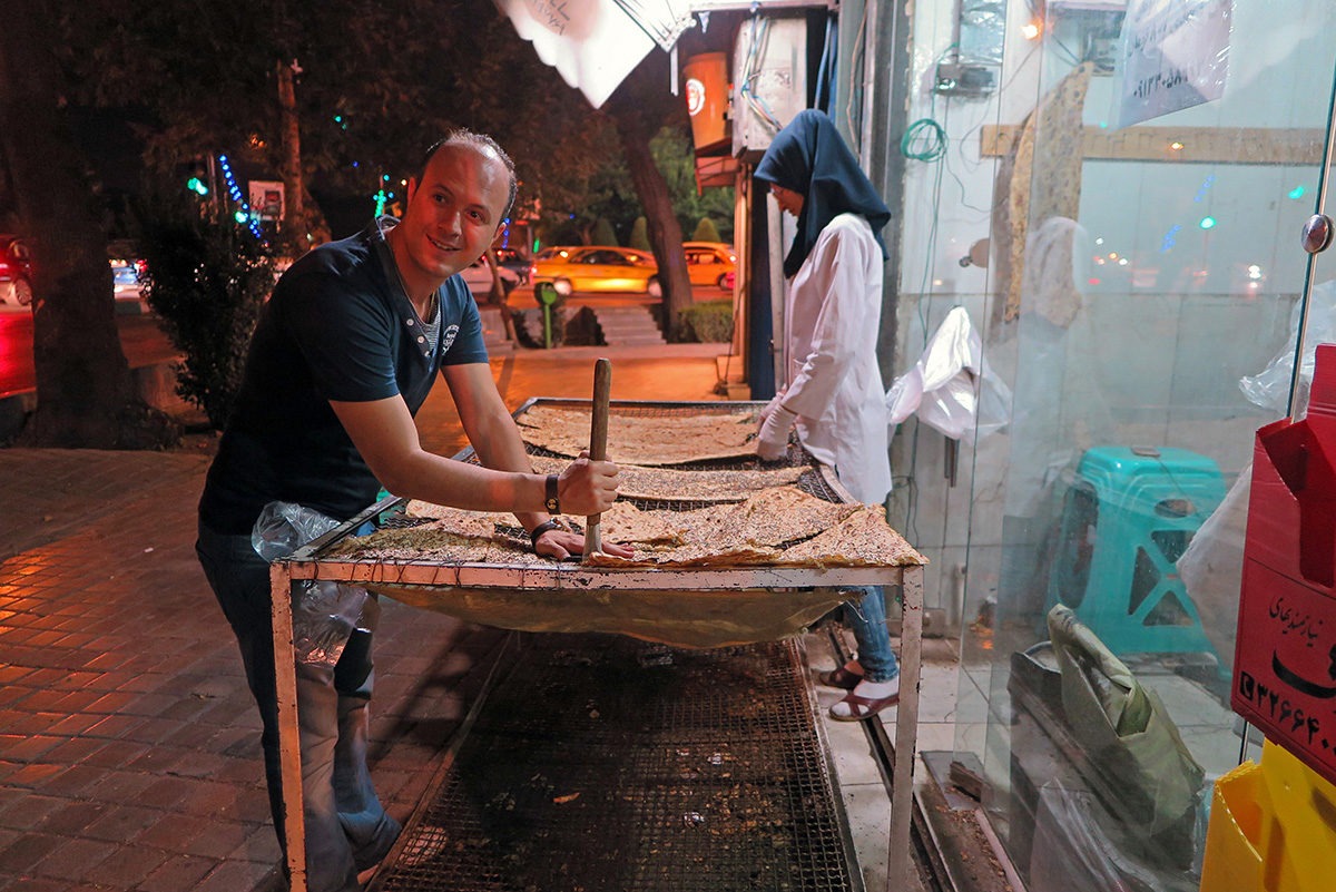 Bread baker in Esfahan, Iran