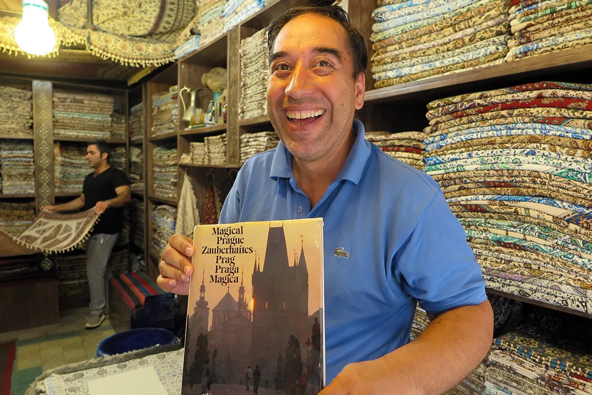 A rug seller in Esfahan, Iran