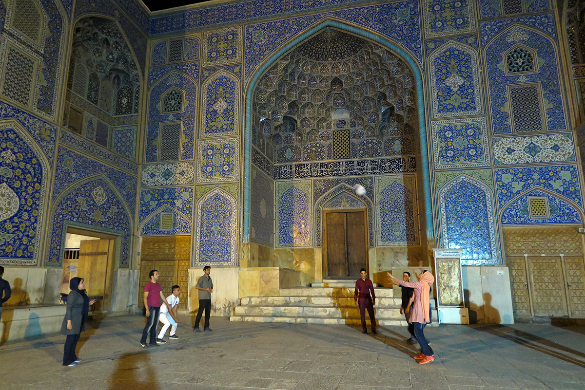 Volleyball off a mosque in Esfahan, Iran