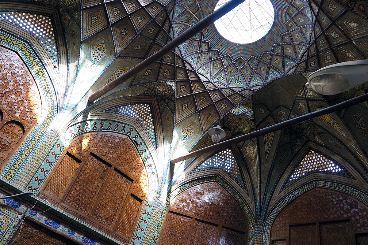 Beautiful interior decoration of Persian buildings.. this one is part of Esfahan's bazaar