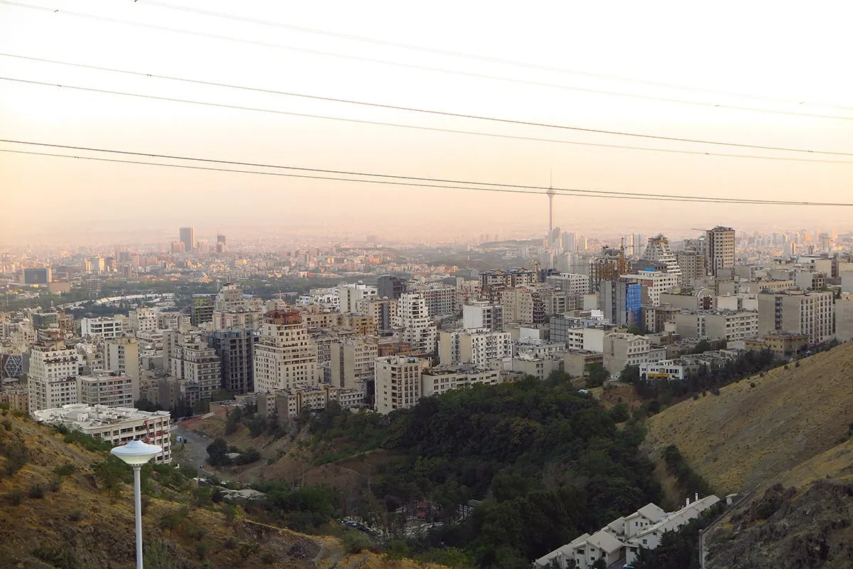 View of smog-capped Tehran