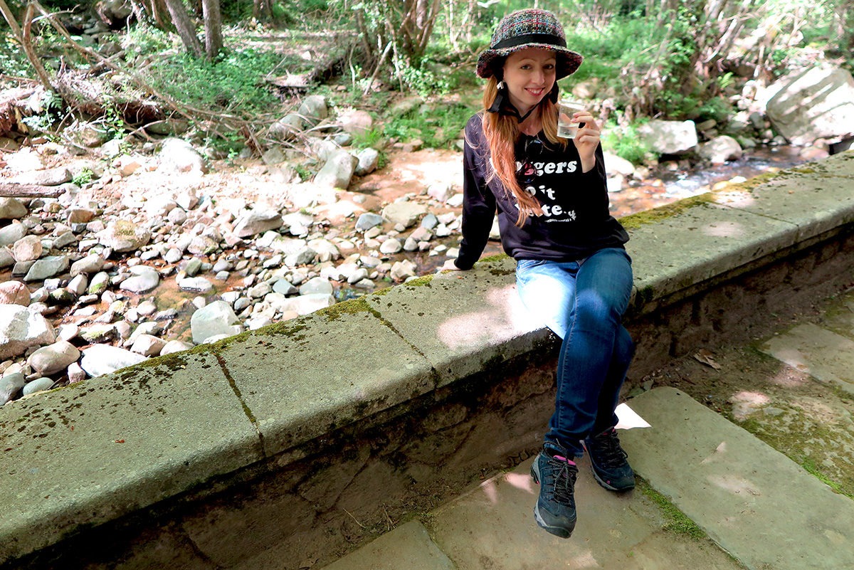 Fun hat helmet, tasting thermal springs in La Selva, Spain