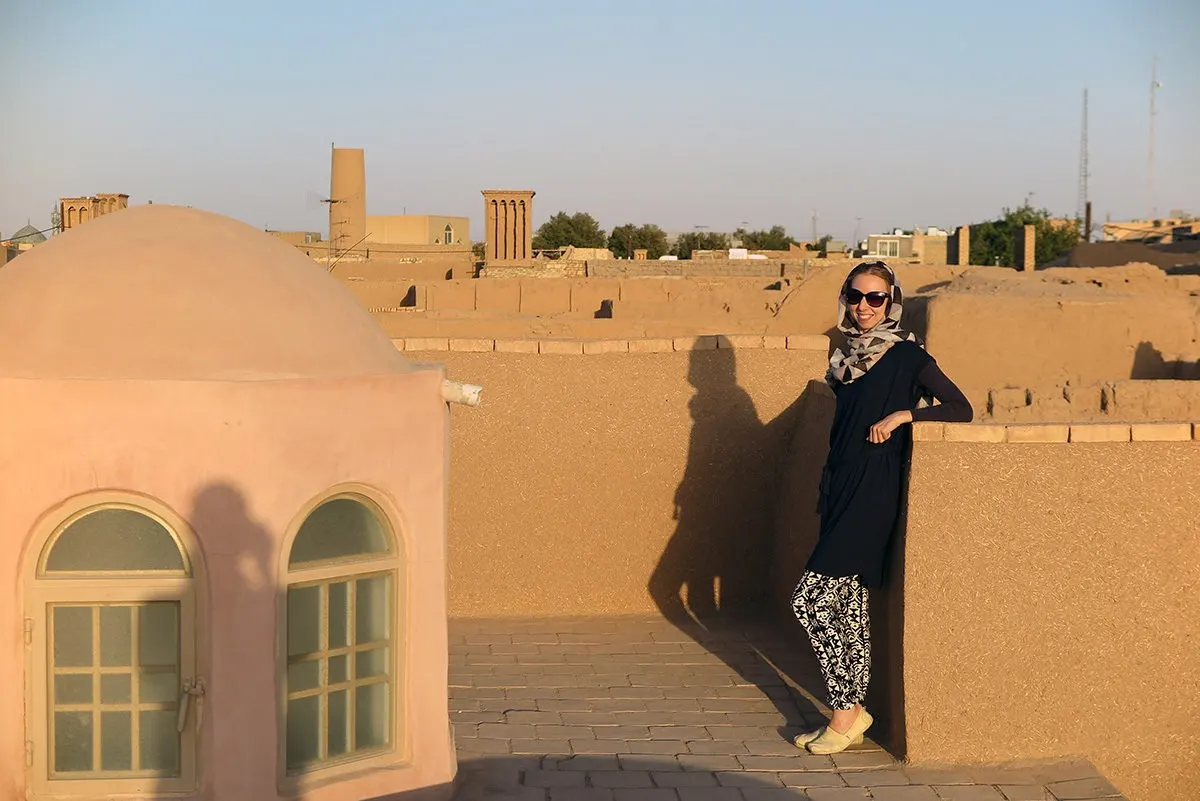 Warm colored sunset on the rooftops of Yazd