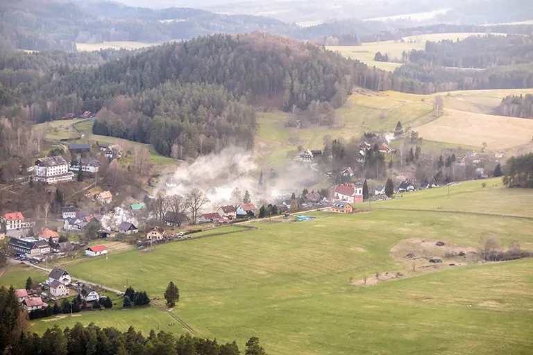 The village of Jetrichovice as seen from the top of Mary's Rock (Bohemian Switzerland)