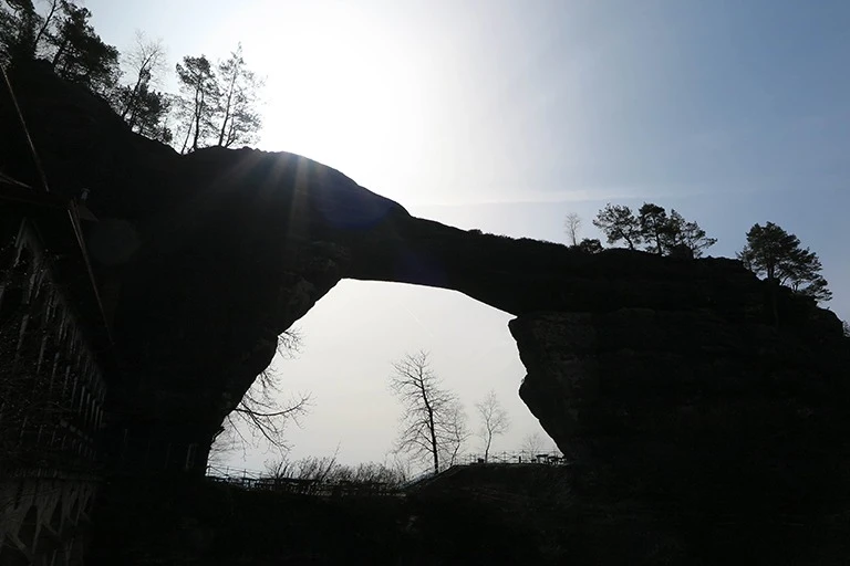 Silhouette of Pravcicka Brana, Bohemian Switzerland