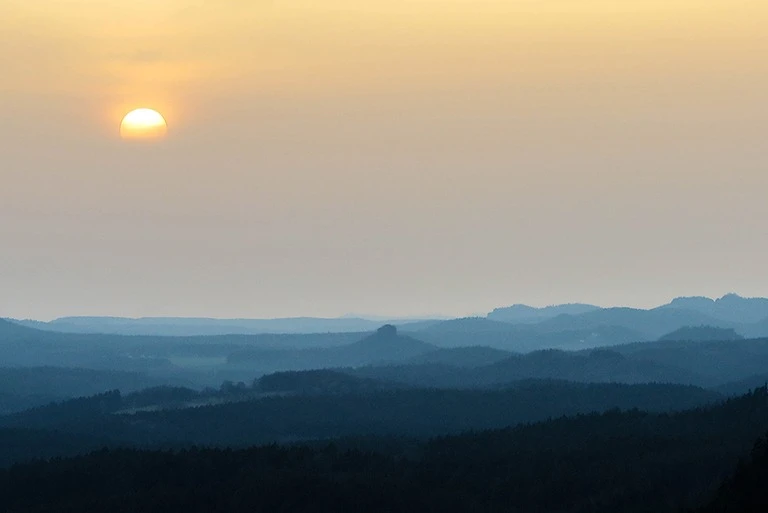 Sunset above the mountains of Bohemian Switzerland