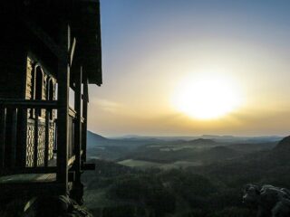 Incredible sunset over Bohemian Switzerland, as observed from Mary's Rock