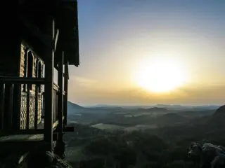 Incredible sunset over Bohemian Switzerland, as observed from Mary's Rock