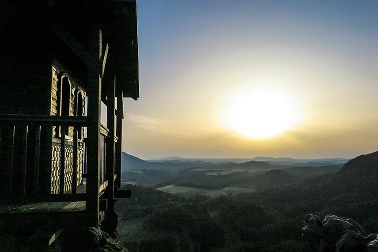 Incredible sunset over Bohemian Switzerland, as observed from Mary's Rock