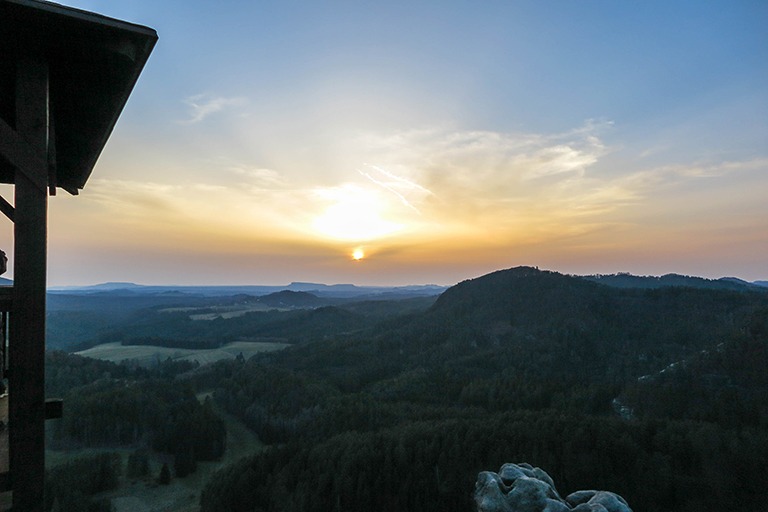 Incredible sunset, watched solitarily from the top of Mary's Rock (Bohemian Switzerland)