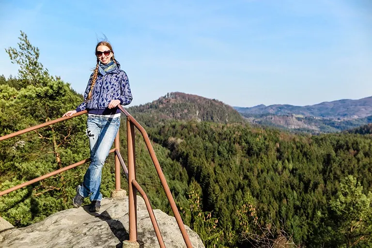 Enjoying the breathtaking views from the top of Šaunštejn in Bohemian Switzerland National Park (Czech Republic)