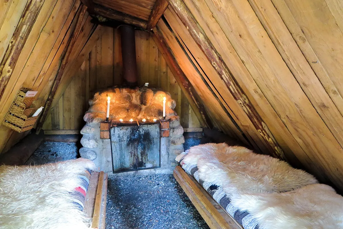 Inside of a hut at Kolarbyn www.travelgeekery.com
