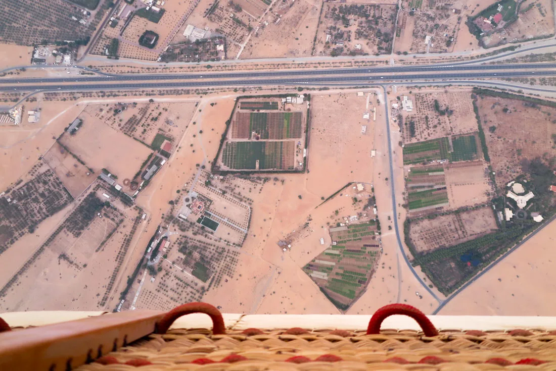 View from the hot air balloon in Dubai