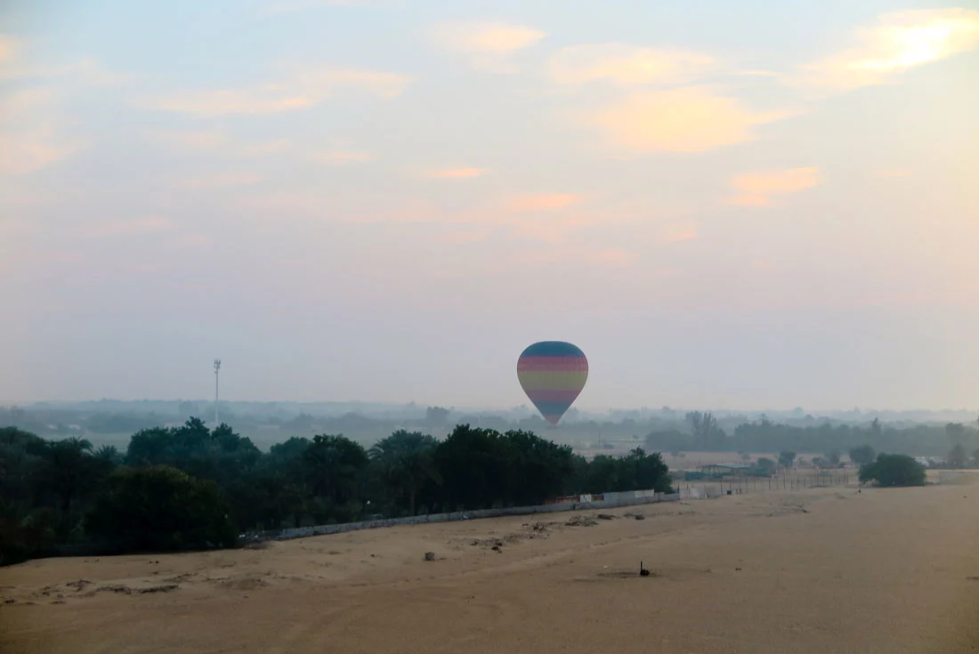 Flying above the ground outside Dubai