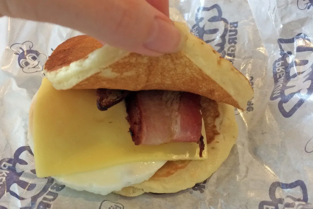 Breakfast pancake sandwich at Jollibee