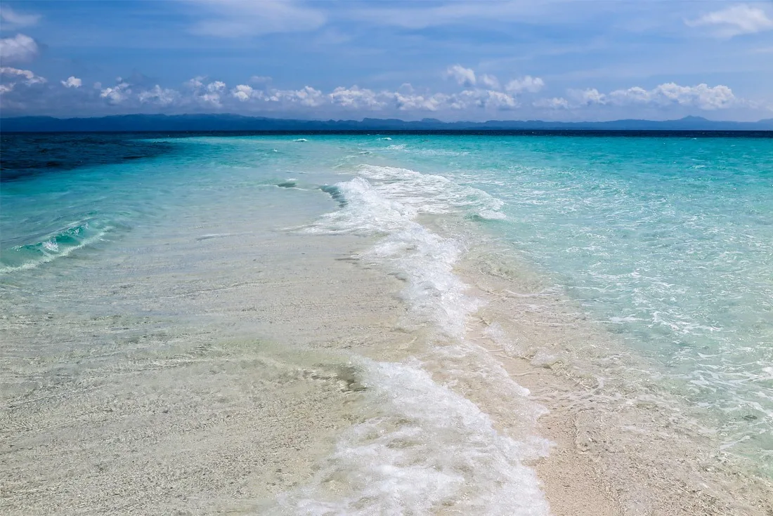 Kalanggaman Island sandbar made up by wonderful white sand