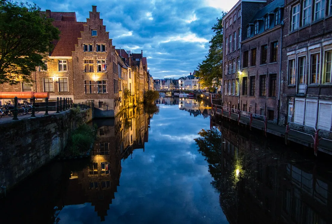 Ghent, too, has beautiful canals lined by historical buildings.