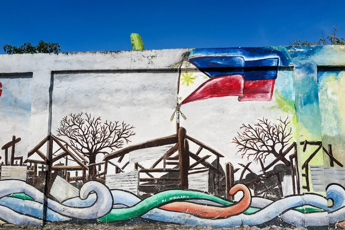 Part of the mural reminding of Haiyan storm in Tacloban.