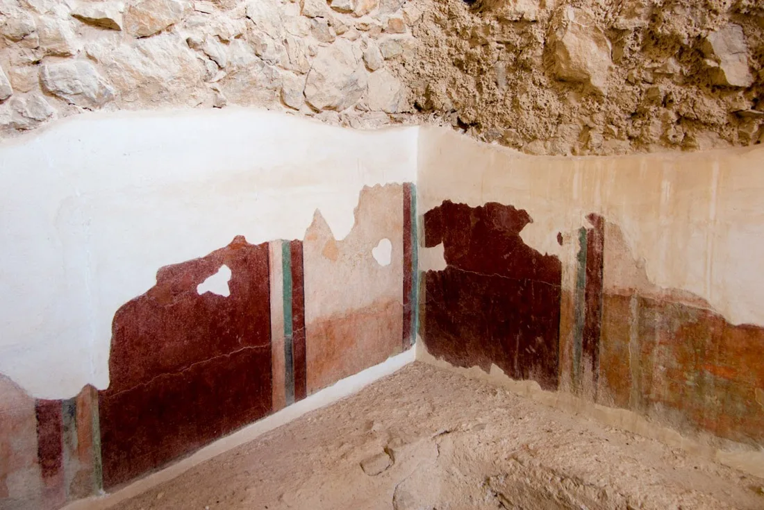 Remnants of paint in one of the Roman buildings.