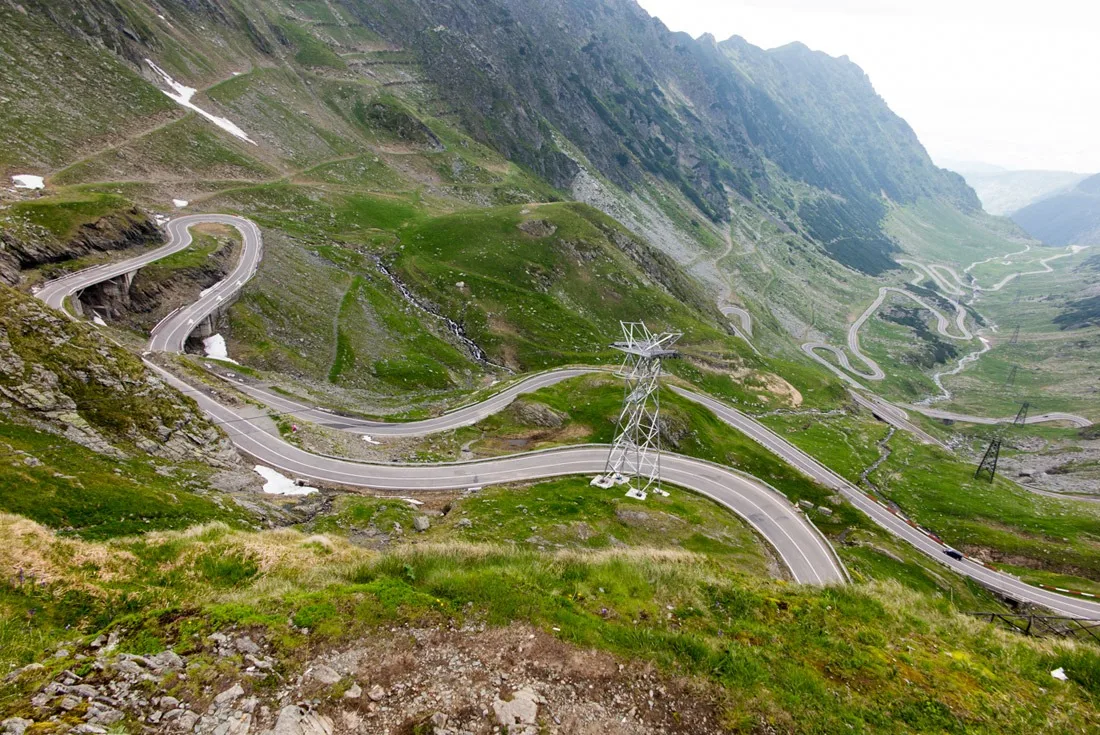 Transfagarasan Road turning into a snake towards the top