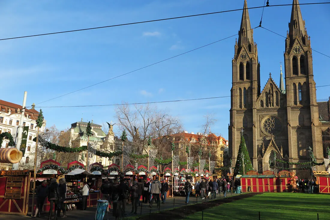 A lovely small Christmas market in Prague 2's Náměstí Míru