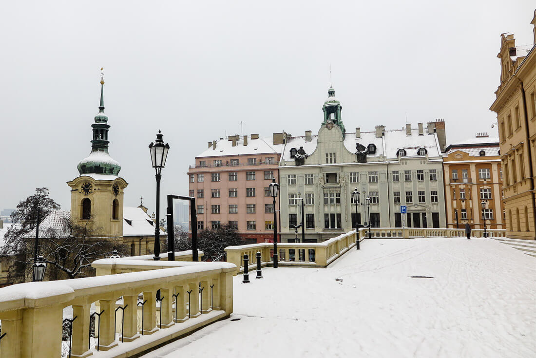 Snowy Prague 10 Vršovice in January 2017