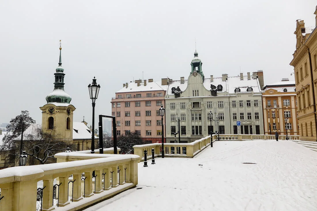 Snowy Prague 10 Vršovice in January 2017