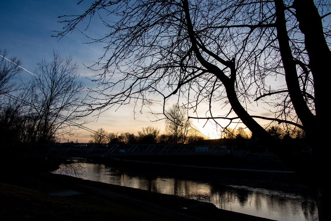 Watching the sunset along the river in Ostrava