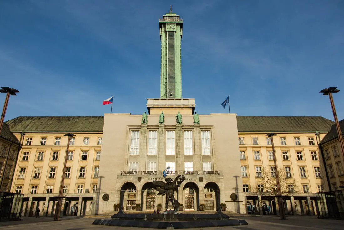 The New City Hall and Lookout Tower in Ostrava Czech Republic