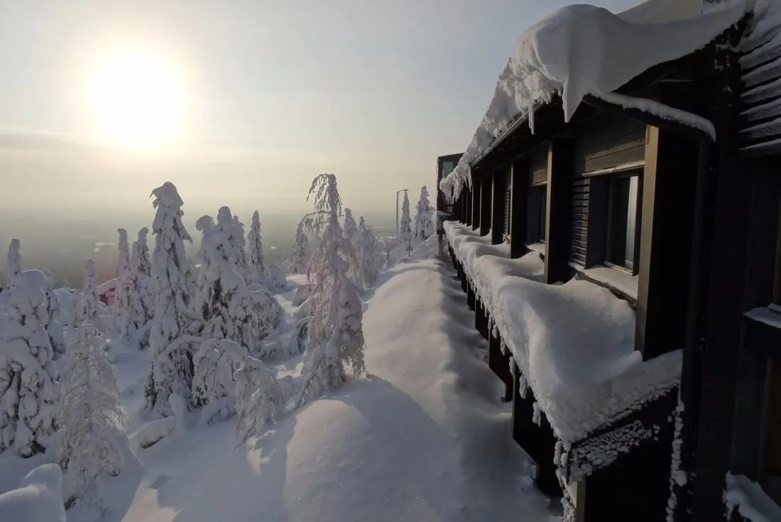 View of winter Lapland right behind your cabin's windows..