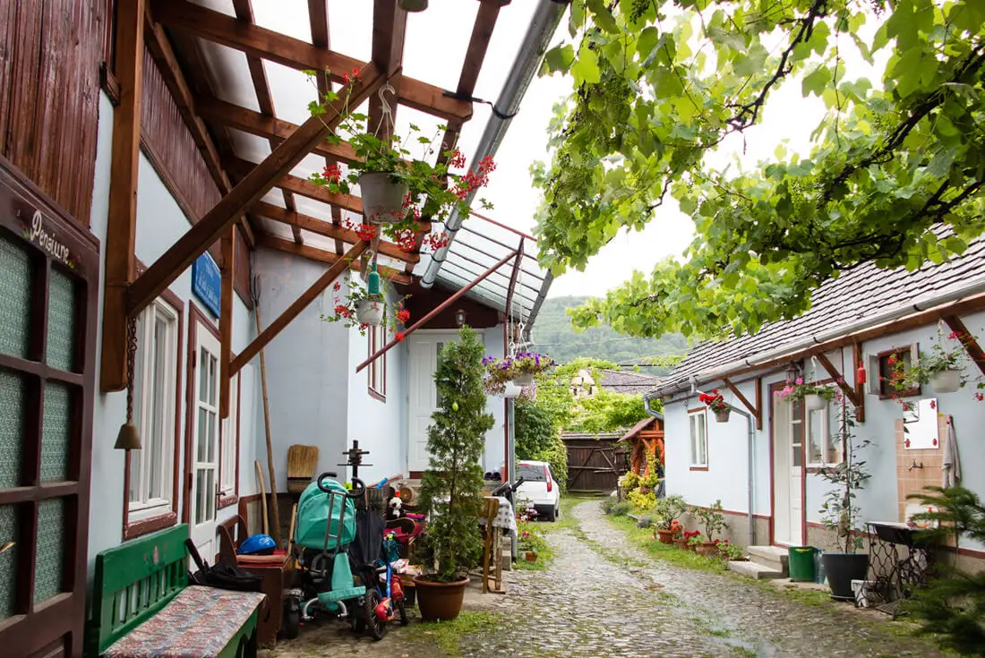 In the backyard of a traditional house in Sibiel, Romania