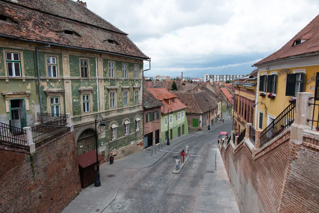 View of Sibiu's Lower Town from the Liars' Bridge