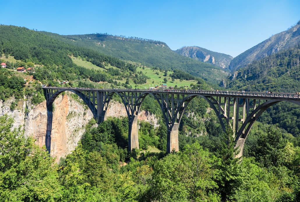 Durdevica Tara Bridge above the Tara River Canyon, Montenegro