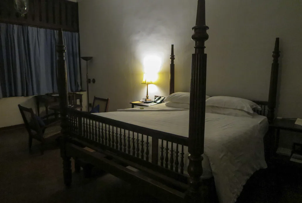 High beds in the Brunton Boatyard hotel, Kerala, India