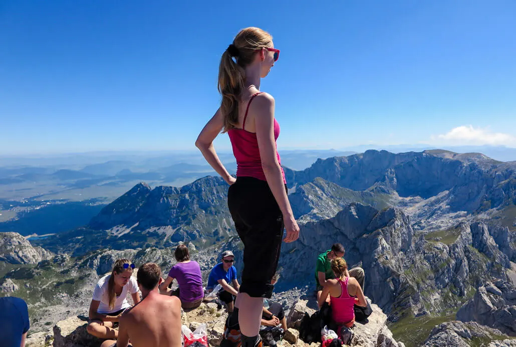 Limited space on the top of Bobotov Kuk Durmitor Crna Gora