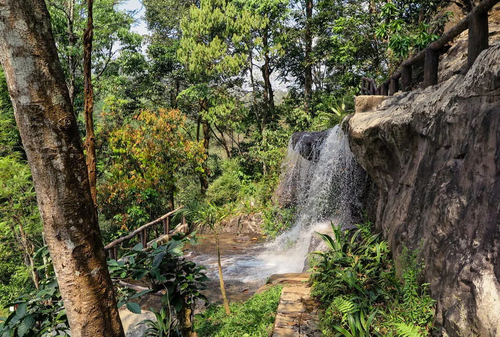 Vythiri Village hotel resort and their waterfalls, Kerala, India