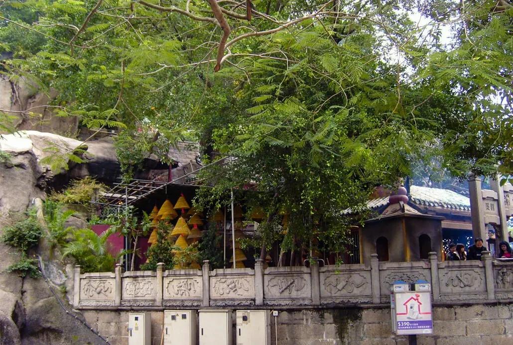Parts of the A-Ma Temple hidden in greenery