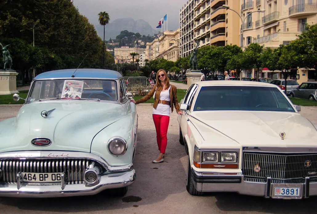 Showcase of old cars in Menton Framce