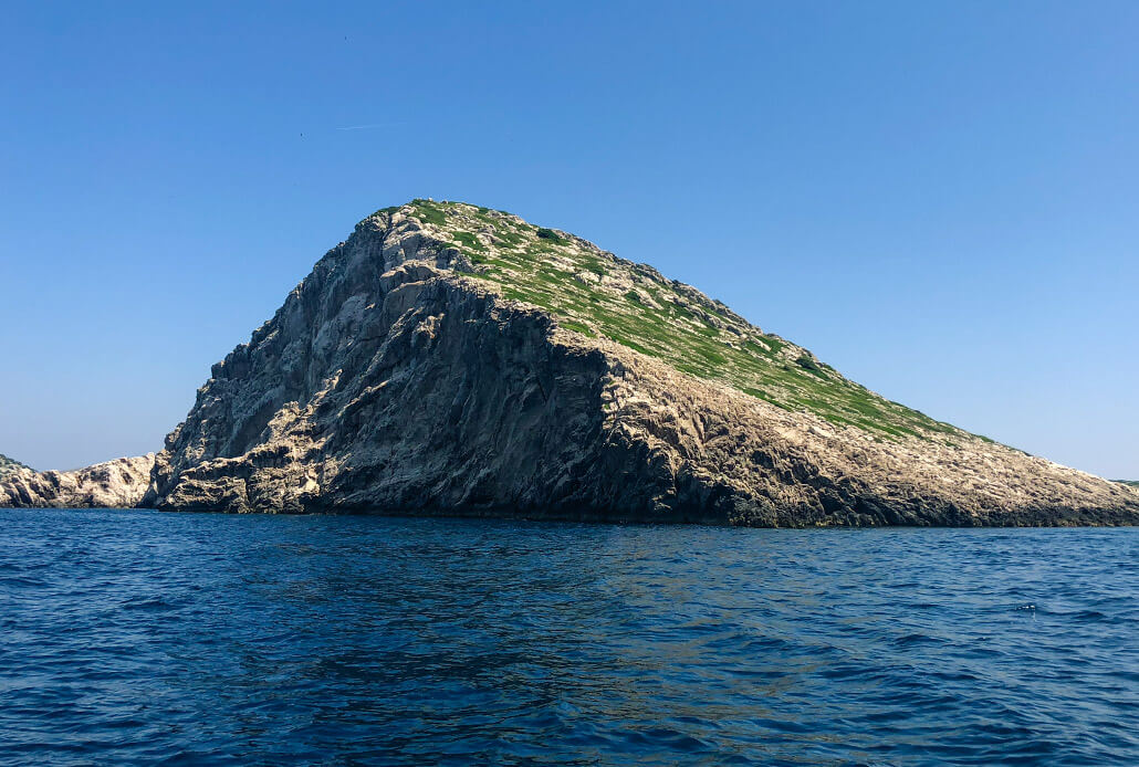 A typical crown-like karst island in Kornati NP