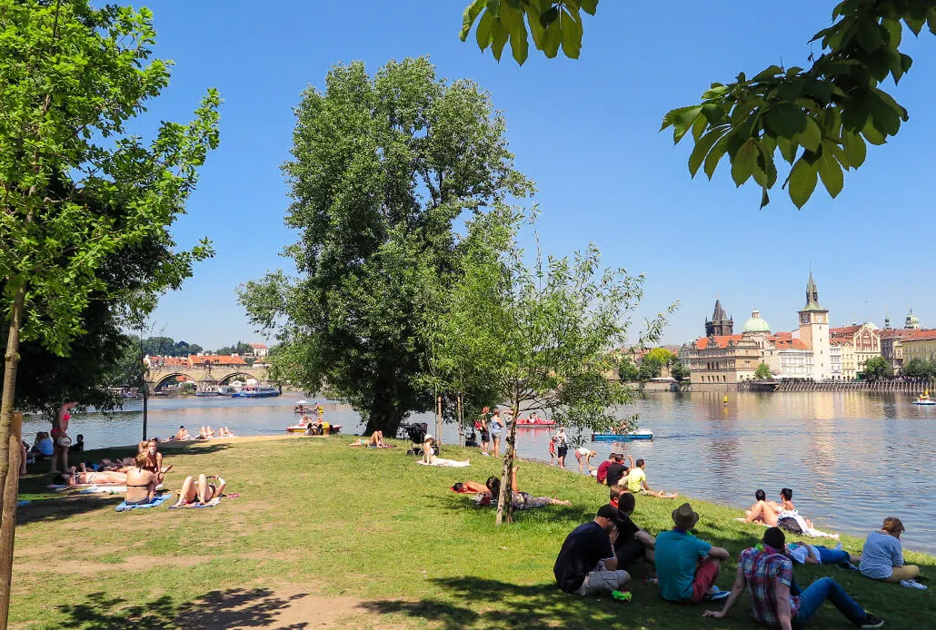 Relaxing on Strelecky ostrov in Prague