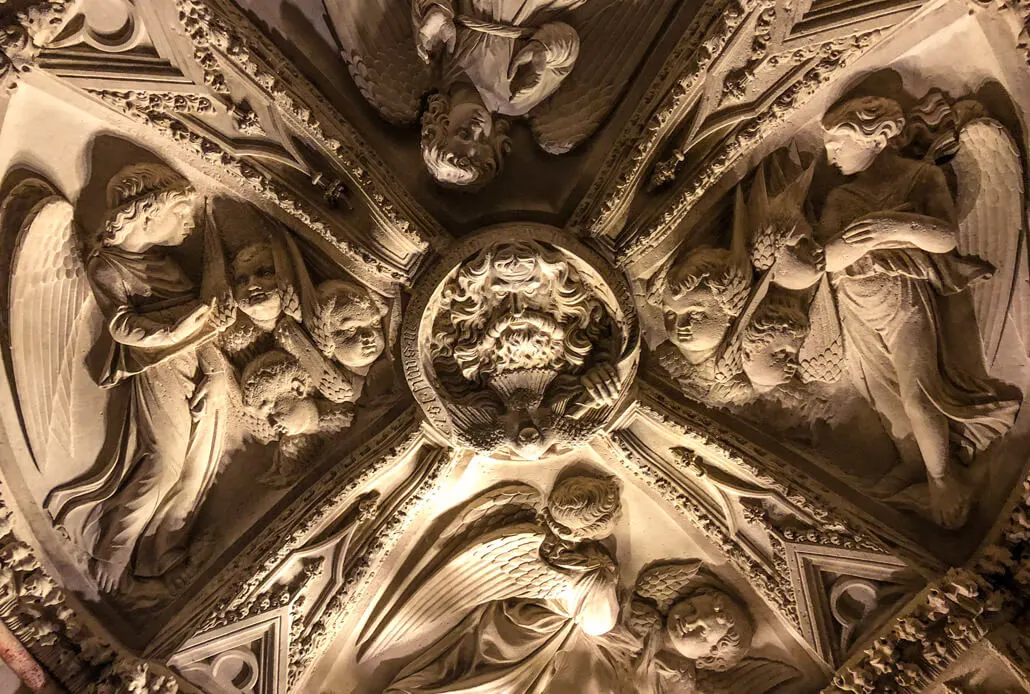 The ceiling of the baptistery inside the St. James Cathedral