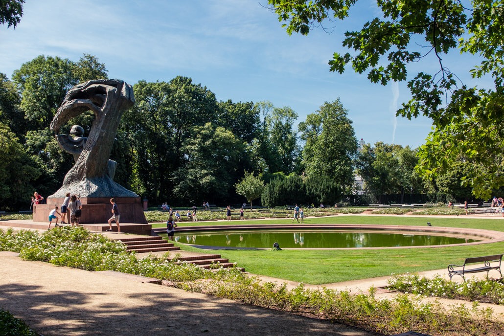 Chopin monument in Lazienki Park Warsaw Poland