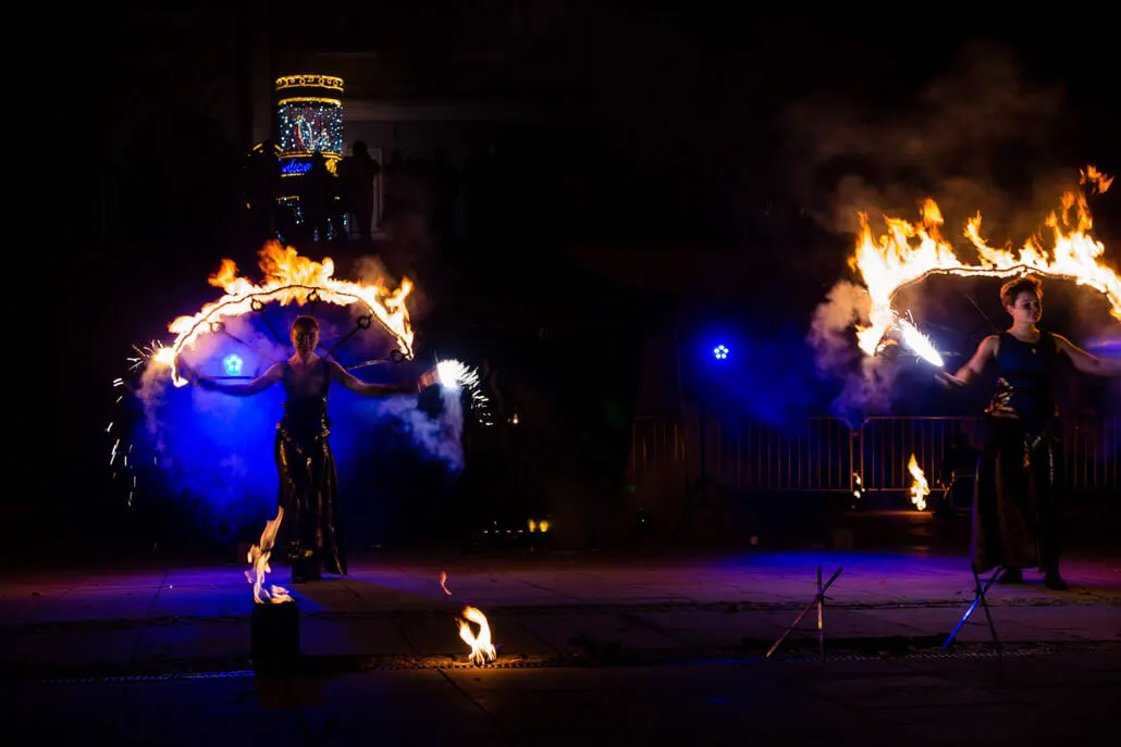 Fire show performance in Gorlice Poland