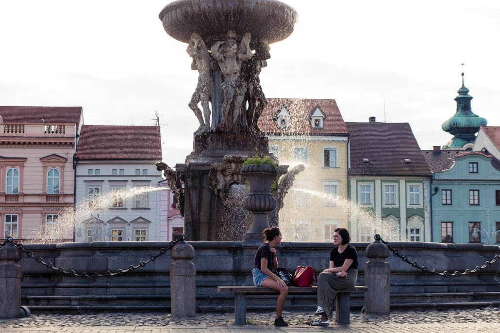 Samson Fountain in Ceske Budejovice