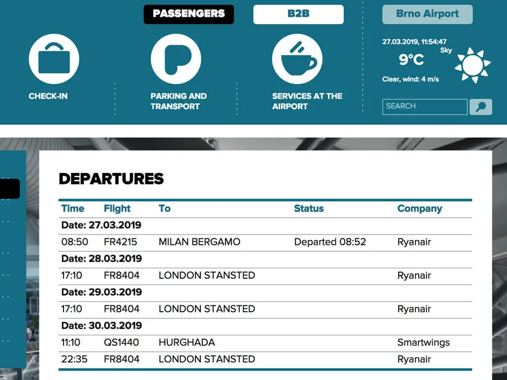 Brno Airport Departures